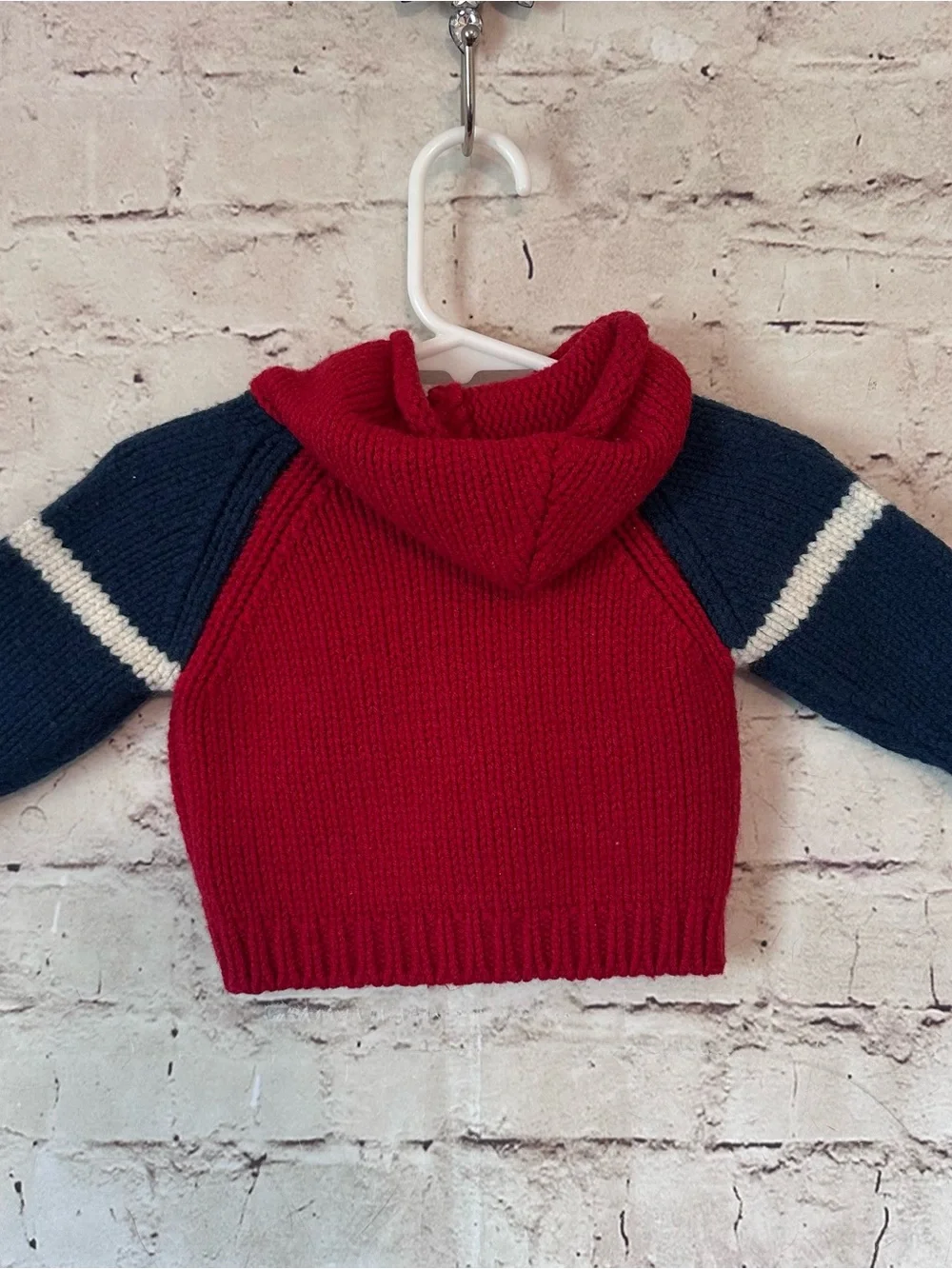 United Colors Of Benetton Red Hooded Knit Sweater